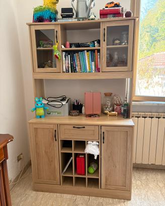 Mobile credenza con vetrina e portabottiglie