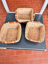 Set 3 cestini piccoli in vimini