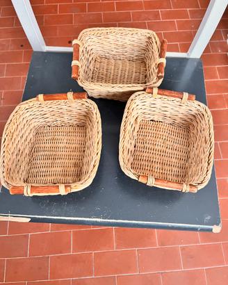 Set 3 cestini piccoli in vimini
