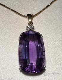 COLLANA ORO 18kt. DIAMANTE ED AMETISTA NATURALE