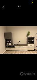 Parete soggiorno tortora/rovere - ottime condizion