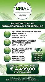 Kit Fotovoltaico 6Kw con accumulo da 9.6Kwh