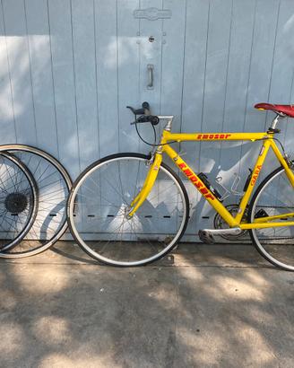Bicicletta Corsa F. Moser Gara Gialla Sgonfia