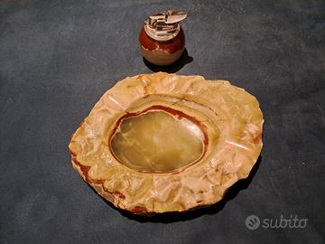 Posacenere e accendino in onice anni '60