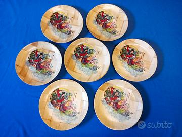 Da collezione, set 12 piatti in bamboo giapponesi
