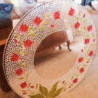 Specchio rotondo artigianale con mosaico