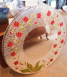 Specchio rotondo artigianale con mosaico