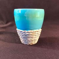 tazza in ceramica turchese firmata Zaccagnini