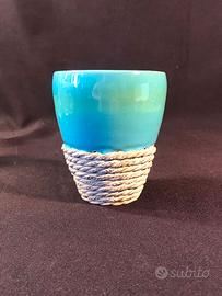 tazza in ceramica turchese firmata Zaccagnini