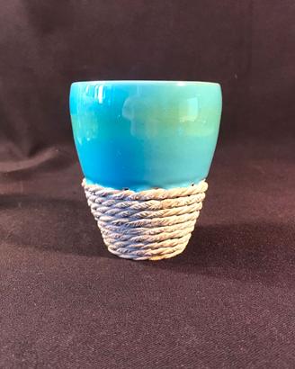 tazza in ceramica turchese firmata Zaccagnini