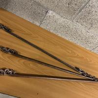Set 3 bastoni tende legno intagliato cinesi