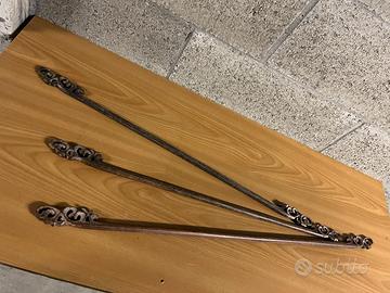 Set 3 bastoni tende legno intagliato cinesi