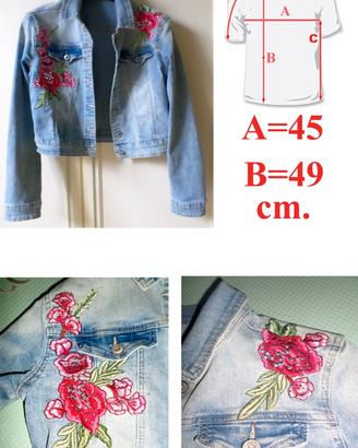 Giacca jeans ricamo elegante sportivo abbigliament