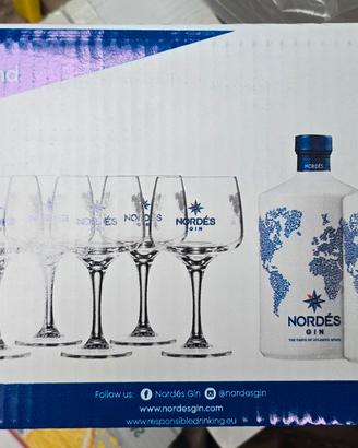 kit 2 bottiglie di Gin Nordes e 6 calici omaggio 