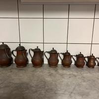 Serie 8 cuccume napoletane antiche in rame. Inizio