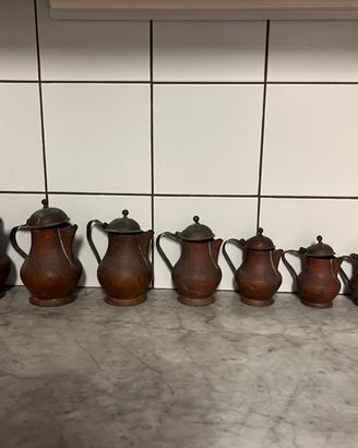 Serie 8 cuccume napoletane antiche in rame. Inizio