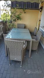 tavolo 150 x 90 cm + 6 sedie (giardino/terrazza)