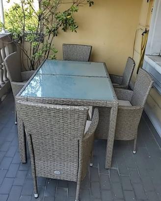 tavolo 150 x 90 cm + 6 sedie (giardino/terrazza)