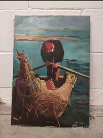 Quadro di Ettore Castaldi: Pescatore su barca 