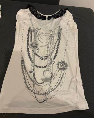Denny Rose maglia bianca pizzo nero S