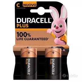 2 Batterie Pile Duracell C Mezza Torcia/Baby