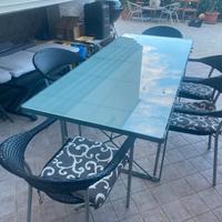Tavolo da esterno 200x85 ferro battuto + 5 sedie