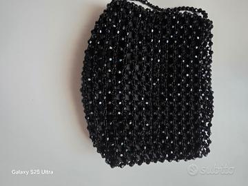 borsa tracolla vongole perline nera