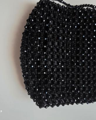 borsa tracolla vongole perline nera