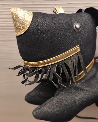 borsa cane bassotto - KYOI - nero brillantinato