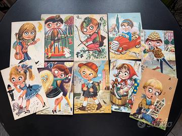 Lotto 10 carteline vintage Galbi grandi occhi 60