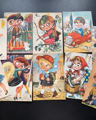 Lotto 10 carteline vintage Galbi grandi occhi 60