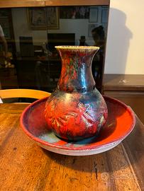 Adriano Fava: vaso e piatto in ceramica