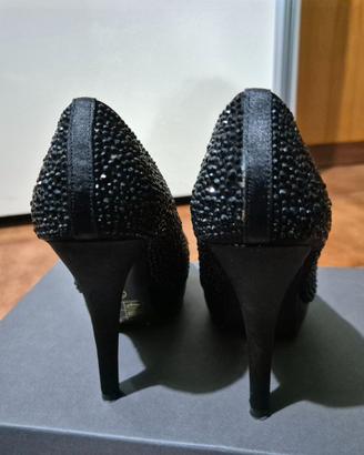 Scarpe tacco alto nere strass Tg 35