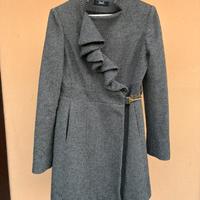 Tunnel Cappotto in lana bianco e nero ruches tg 40