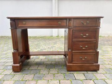 Scrivania professionale in legno massello e pelle