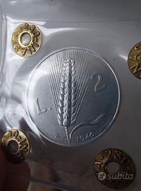 2 Lire 1946 qfdc + 2 Lire dal 1953 al 1959 fdc per