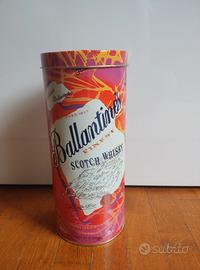 Scatola di latta vintage cilindrico Ballantine's