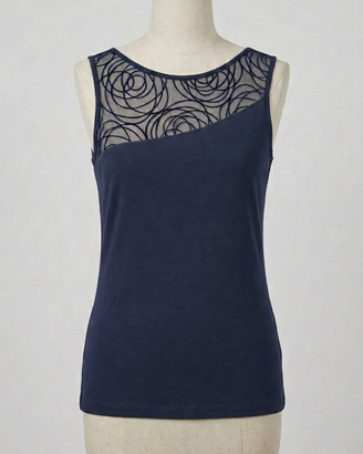 Top canotta blu scuro elegante con riamo