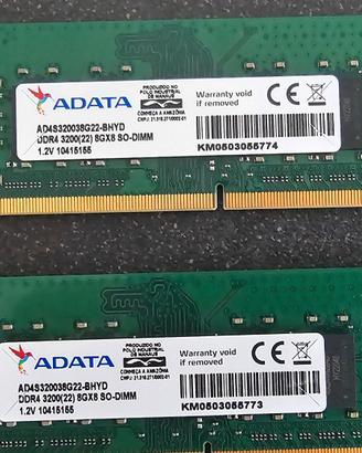 RAM 2x8Gb DDR4 per laptop