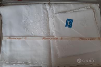 tovaglia x 12 puro lino ricamo a mano