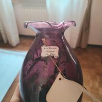 Vaso di vetro di murano con decorazioni in argento