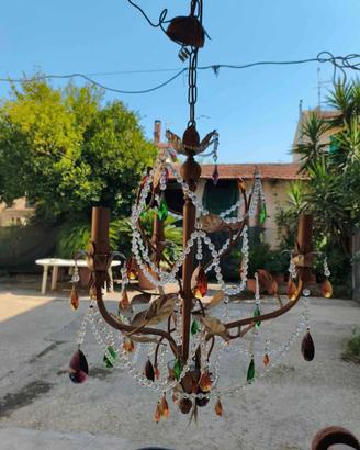 lampadario foglia oro