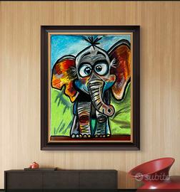 Elefante Colorato su Tela – Arte Moderna olio