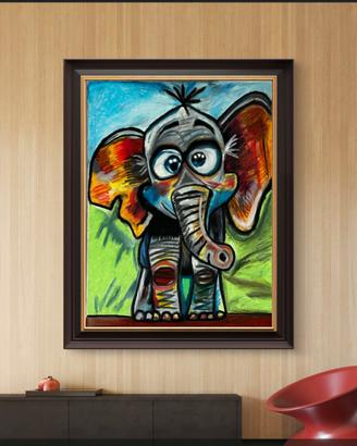 Elefante Colorato su Tela – Arte Moderna olio