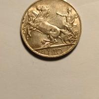 **Regno Italia 10 lire 1927 argento quadriga**