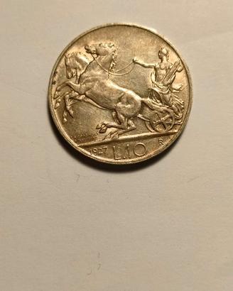 **Regno Italia 10 lire 1927 argento quadriga**