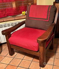 Divano + 2 Poltrone in Rovere stile Arte Povera
