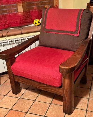 Divano + 2 Poltrone in Rovere stile Arte Povera