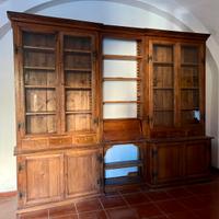 Credenza Libreria in legno massello con scrittoio