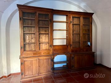 Credenza Libreria in legno massello con scrittoio